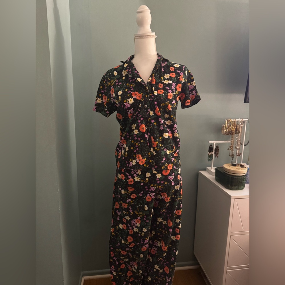 Old Navy Black Floral Knit Pajama Set XS